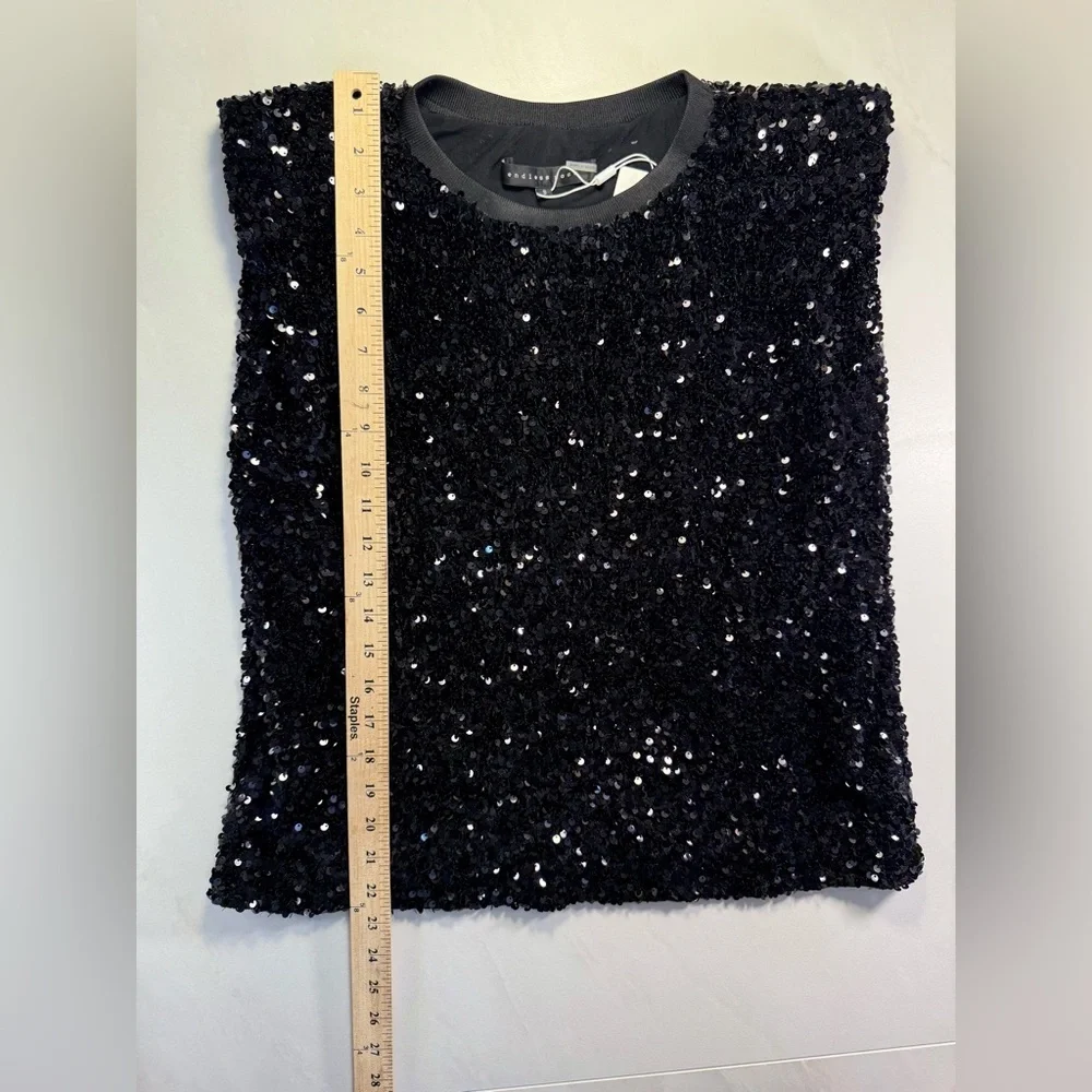 Endless Rose Sequin Embellished Tank Top | Black | Size Small | NWT - Picture 3 of 10